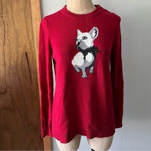 UGLY CHRISTMAS SWEATER Charter Club Petite sz PM French Bulldog Dog Puppy